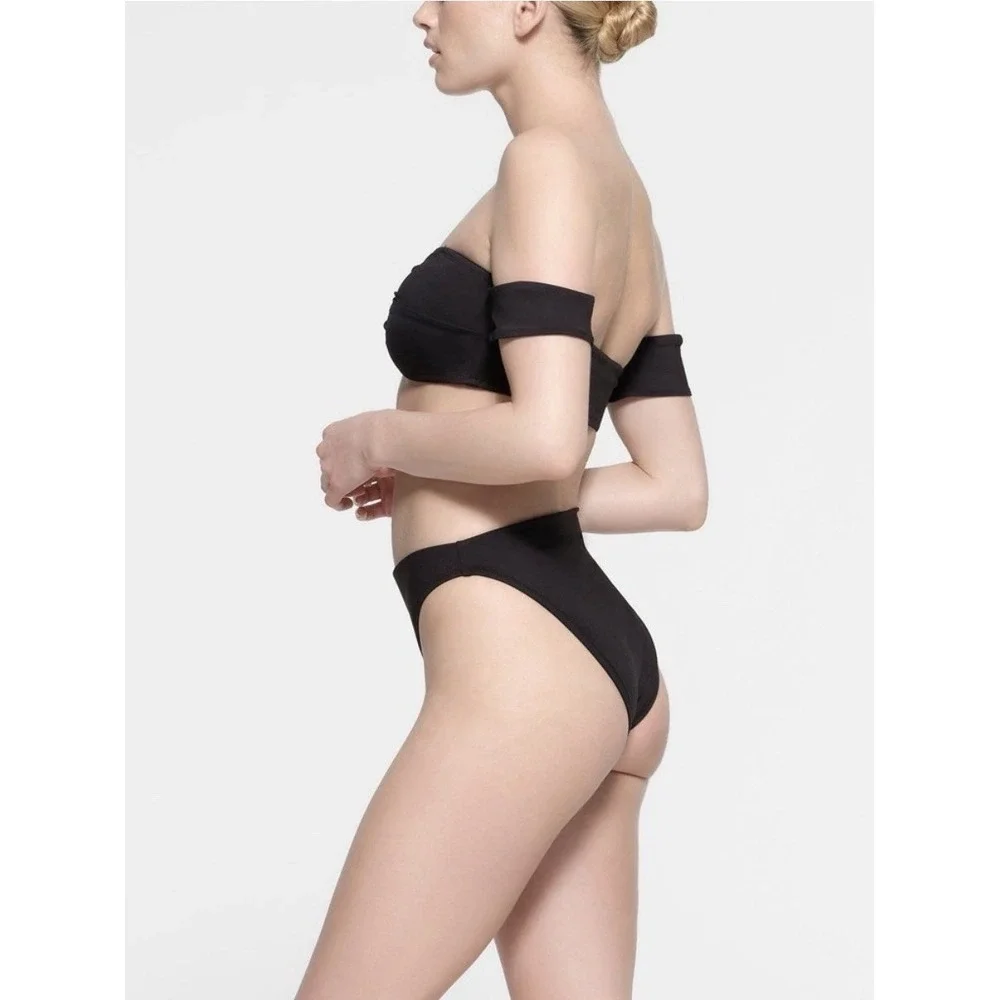 SKIMS Signature High Leg Bikini Bottom Swimsuit BOTTOM ONLY Black Cheeky NWT 2X